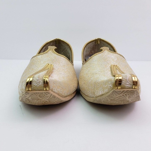 Shoe Bazar Etnic Mojri Khussa Mens Size 7 Gold Handmade Slip On Loafer Shoes